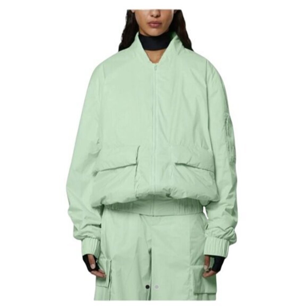Rains Fuse $300 Bomber Jacket Waterproof Windproof Casual Fit Light Green Unisex